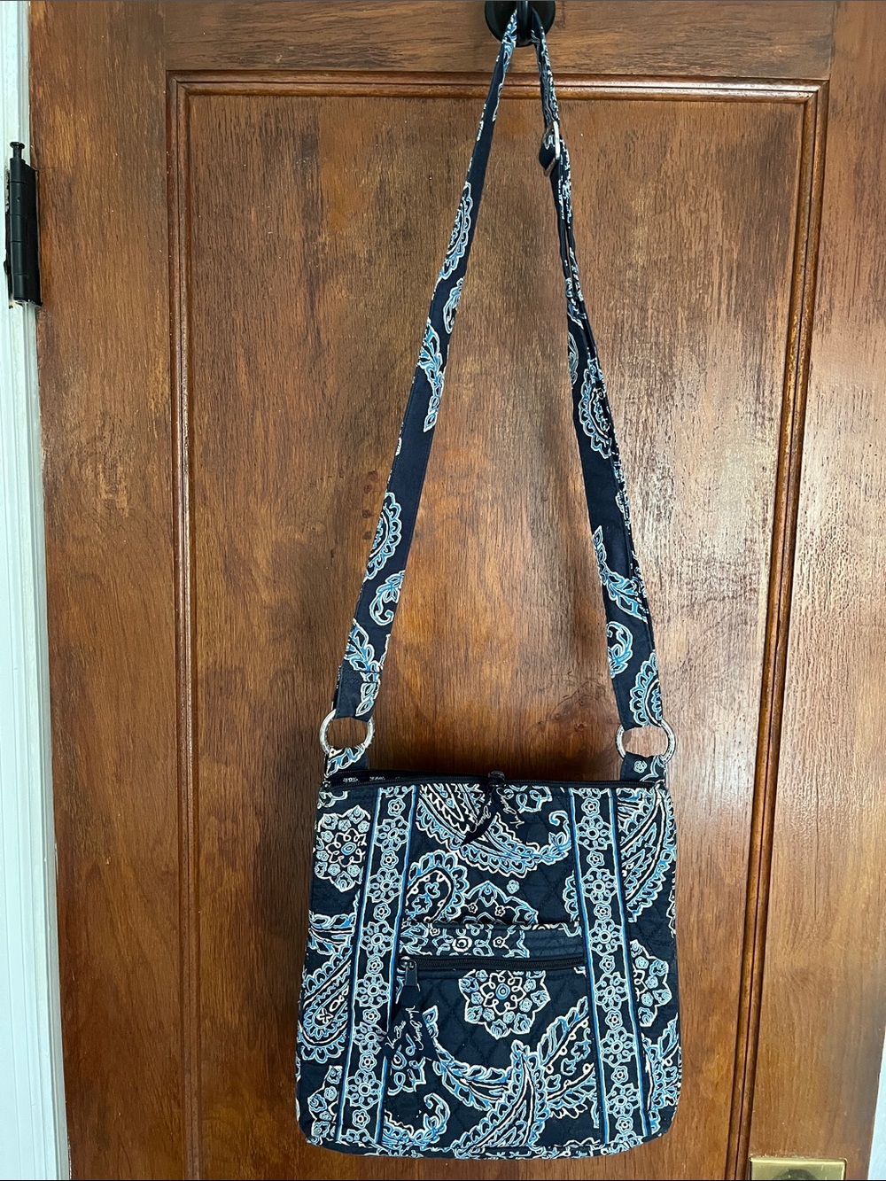 Vera Bradley Navy and Light Blue Paisley Blue Bandana Crossbody Hipster NWT